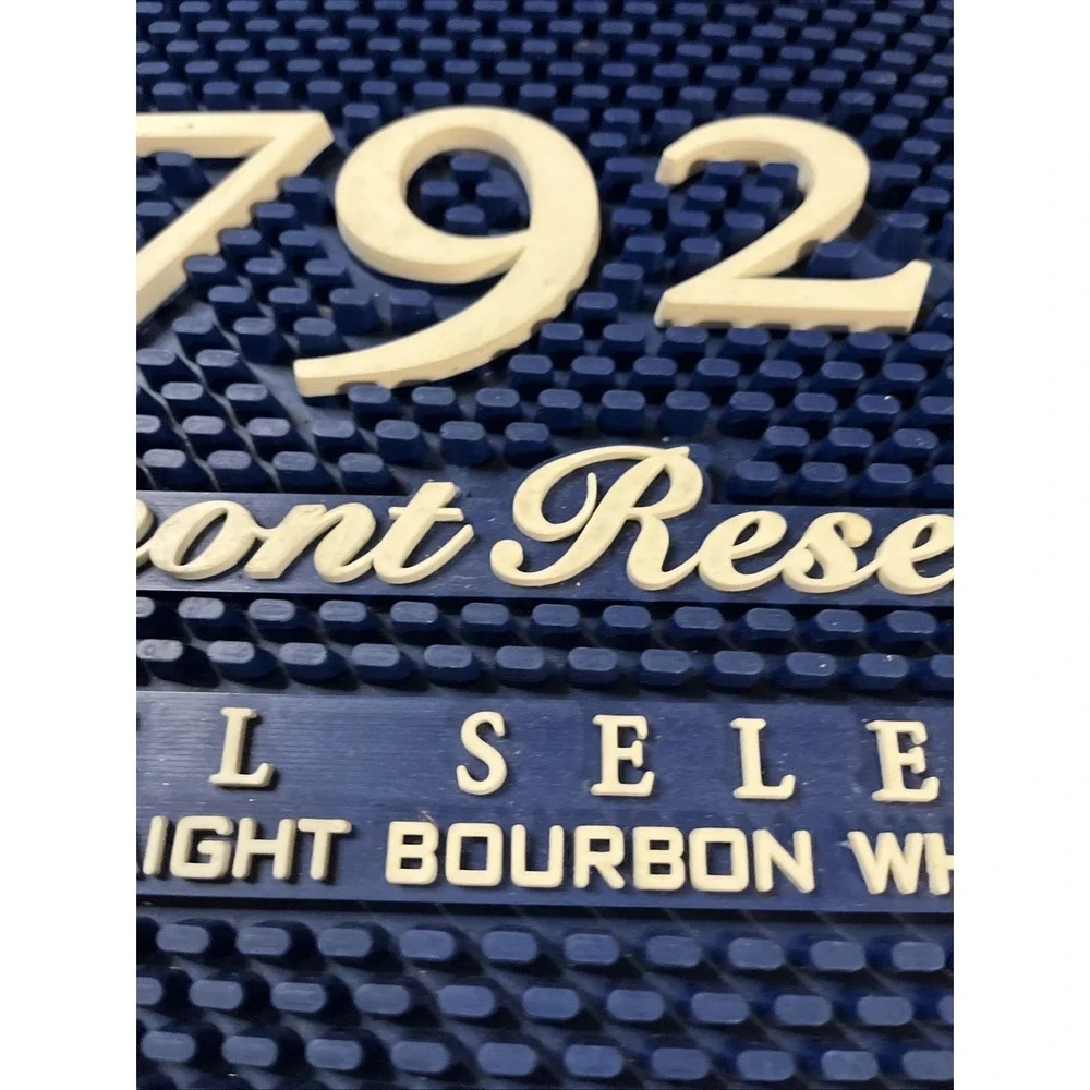 Ridgemont Reserve Bar Mat Blue 11x13 White Lettering Barrel Select Whiskey